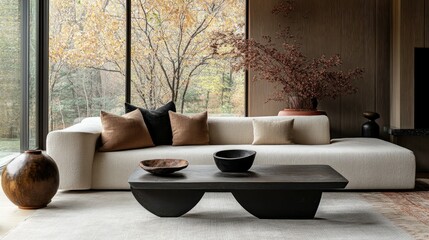 Modern living room with clean lines and neutral colors