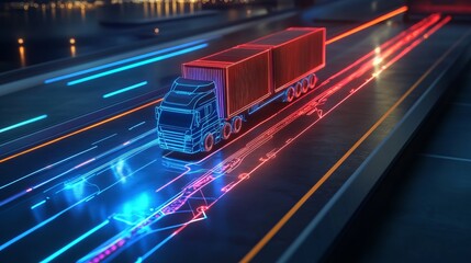 Fototapeta premium futuristic shipping road hologram