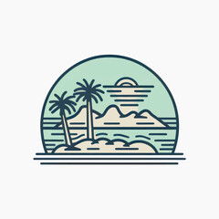 Obraz premium Minimalist tropical island illustration