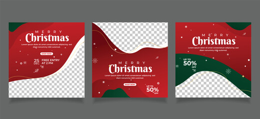 merry christmas sale social media web banner instagram post template 