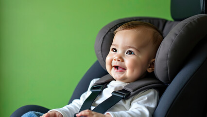 Happy Baby in a Car Seat