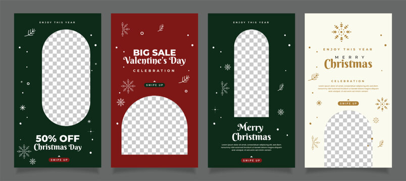 christmas sale social media instagram stories collection template