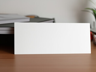 nameplate on the desk MOCKUP image, White nameplate image
