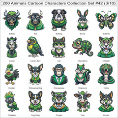 Animals Cartoon Characters Collection Set of 200 Isolated Animals Part 3