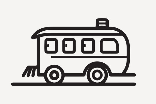 recommend clip art: Minimalist camper van illustration