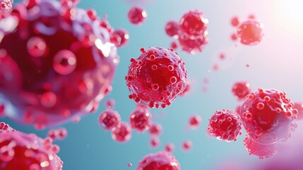3D Rendering of Viral Infection Microscopic View