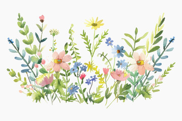 Colorful watercolor wildflower illustration