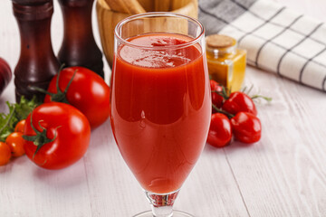 Fresh Tomato juice in the glass