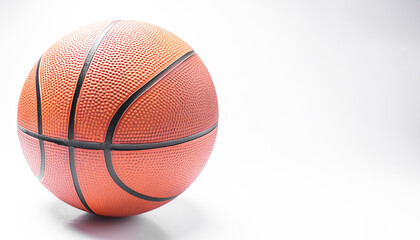 Fototapeta premium Round orange Basketball Ball with black stripes as used in NBA National basketball association isolated on white background with copy space.