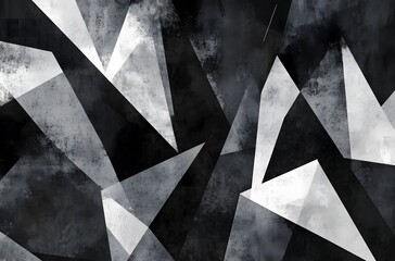 Abstract black and white geometric background with sharp angles and shadows