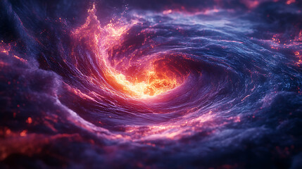 Naklejka premium Whirlpool in deep waters with neon energy