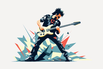 Dynamic guitarist geometric abstract art