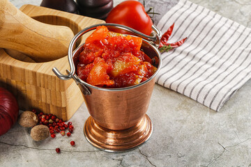 Homemade Lecho with tomato and paprika