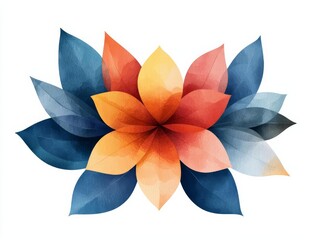 Fototapeta premium Geometric mandala, floral design with abstract watercolor gradients