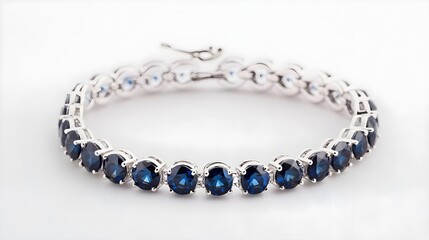 Blue Sapphire Bracelet Jewelry White Background