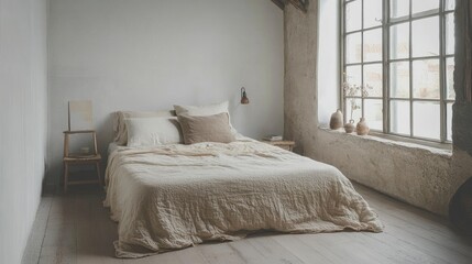Scandinavian style bedroom with simple furnishings