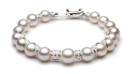 Fototapeta premium Elegant Pearl Bracelet with Diamond Accents