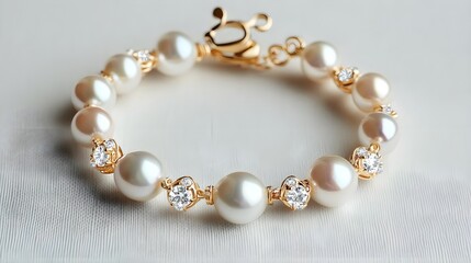 Obraz premium Elegant Pearl Bracelet with Diamond Accents