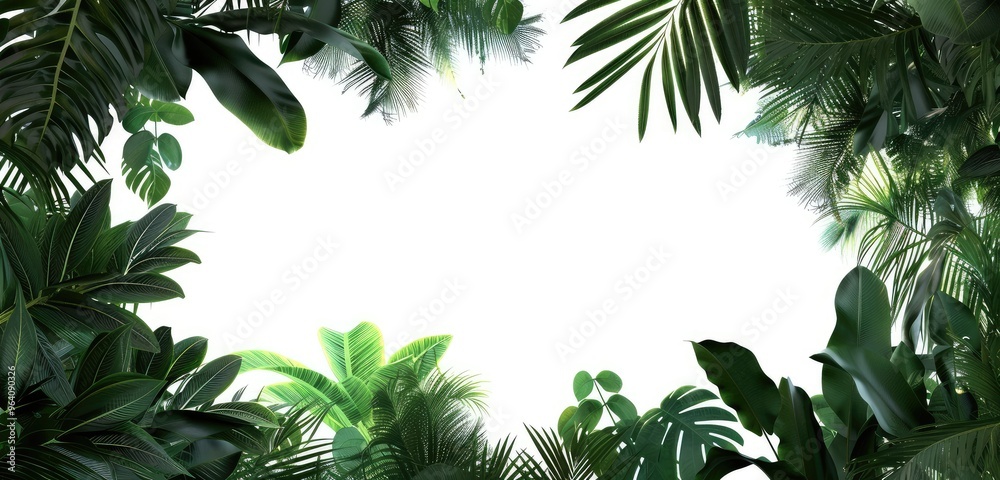 Wall mural Tropical Leaf Frame with White Background Space