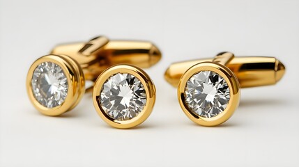 Gold Cufflinks with Diamond Detail - Elegant Jewelry