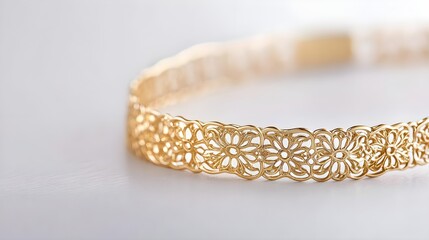 Fototapeta premium Gold Floral Bracelet Jewelry Macro Photography