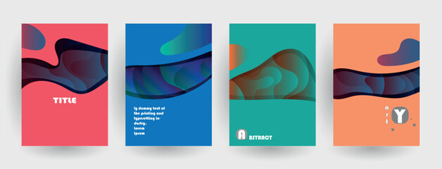 Abstract geometric pattern background for brochure cover design. Blue, yellow, red, orange, pink and green vector banner template	