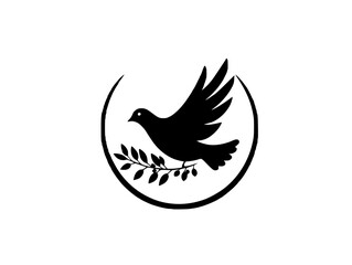 Naklejka premium Cutout of a simple yet powerful symbol of peace, featuring a dove carrying an olive branch. It represents hope, harmony, and global unity in a minimalist design.