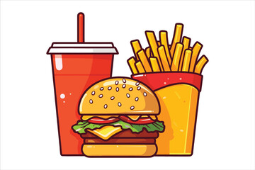 Fast Food Vector Illustration , Fast Food Vector in a White Background