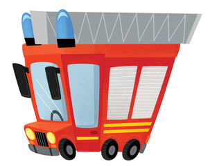 cartoon scene with firetruck fire brigade car heavy duty truck isolated illustration for kids © honeyflavour