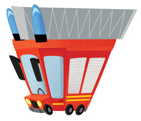 cartoon scene with firetruck fire brigade car heavy duty truck isolated illustration for kids © honeyflavour