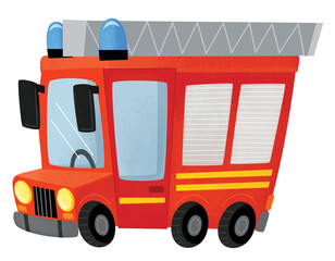 cartoon scene with firetruck fire brigade car heavy duty truck isolated illustration for kids © honeyflavour