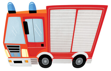 cartoon scene with firetruck fire brigade car heavy duty truck isolated illustration for kids © honeyflavour