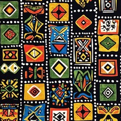 South African Fabric Pattern with Zulu-Inspired Designs