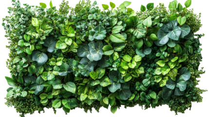 Green wall of various plants, perfect for creating a natural and relaxing atmosphere. The lush foliage provides a visual escape from the hustle and bustle of city life.