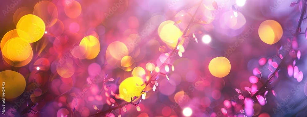 Poster Festive Bokeh Lights on Colorful Background