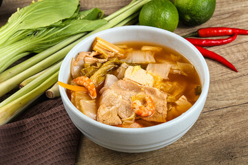 Korean kimchi soup with seafood