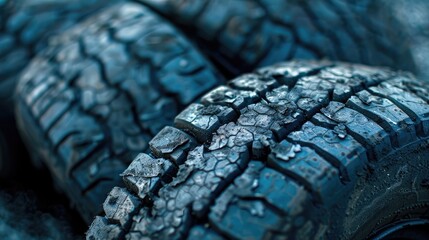 Close-Up of Worn and Cracked Tires