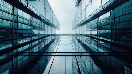 Obraz premium Modern Glass Skyscrapers Symmetry