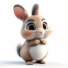 3D animal cute cartoon, white background, cute and attractive animal cartoons