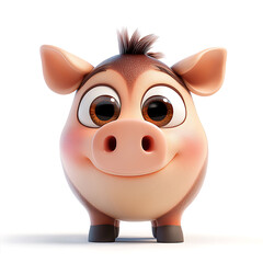 3D animal cute cartoon, white background, cute and attractive animal cartoons