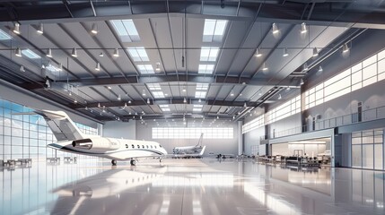 Obraz premium Private Jet in Modern Aircraft Hangar