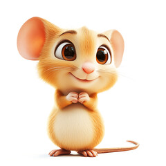 3D animal cute cartoon, white background, cute and attractive animal cartoons