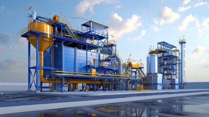 Modern Industrial Processing Plant at Sunrise