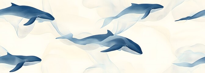 Abstract vector design featuring elegant blue and white whales