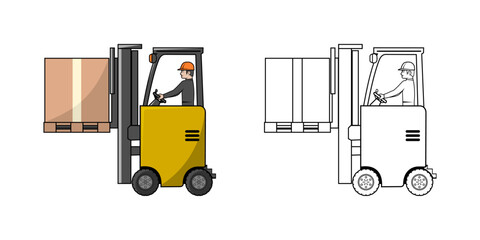 Electric Forklift Vehicle With Driver Cartoon Design Illustration vector eps format suitable for your design needs logo illustration animation etc © LeamSign