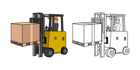 Electric Forklift Vehicle With Driver Cartoon Design Illustration vector eps format suitable for your design needs logo illustration animation etc
