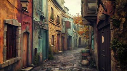 石畳の街の路地裏