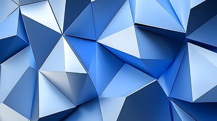 Fototapeta premium Abstract Geometric Blue and Silver Triangles Background Texture