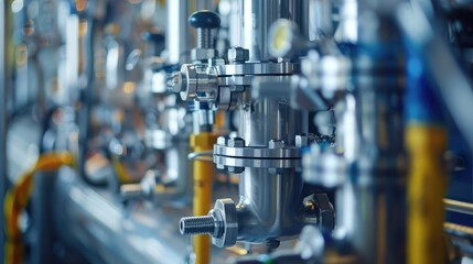 Close-up of Industrial Machinery Valves