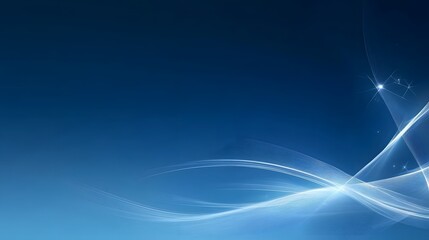 Abstract Blue Background with Flowing Lines and Sparkles